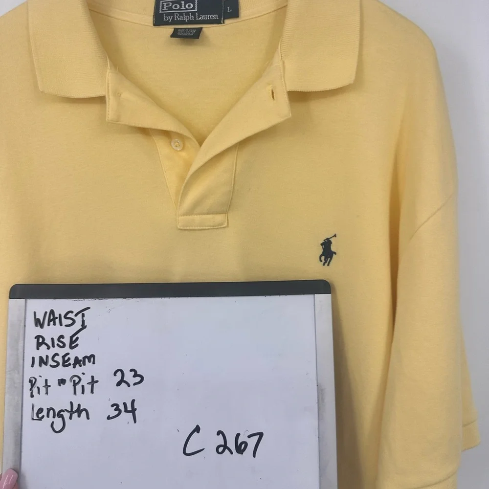 Polo Ralph Lauren Yellow Shirt Dress 100% Cotton Mens Large Preppy | C267